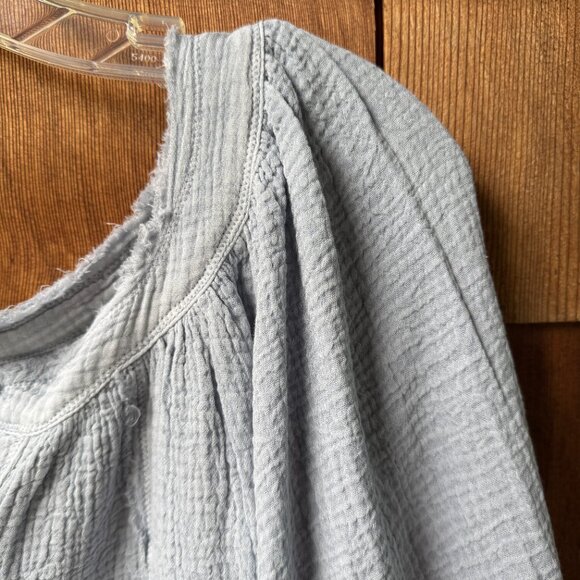 NWT Free People Blue Gauzy Lucy Cotton Button-Front Swing Blouse - Women's Large - Picture 9 of 12